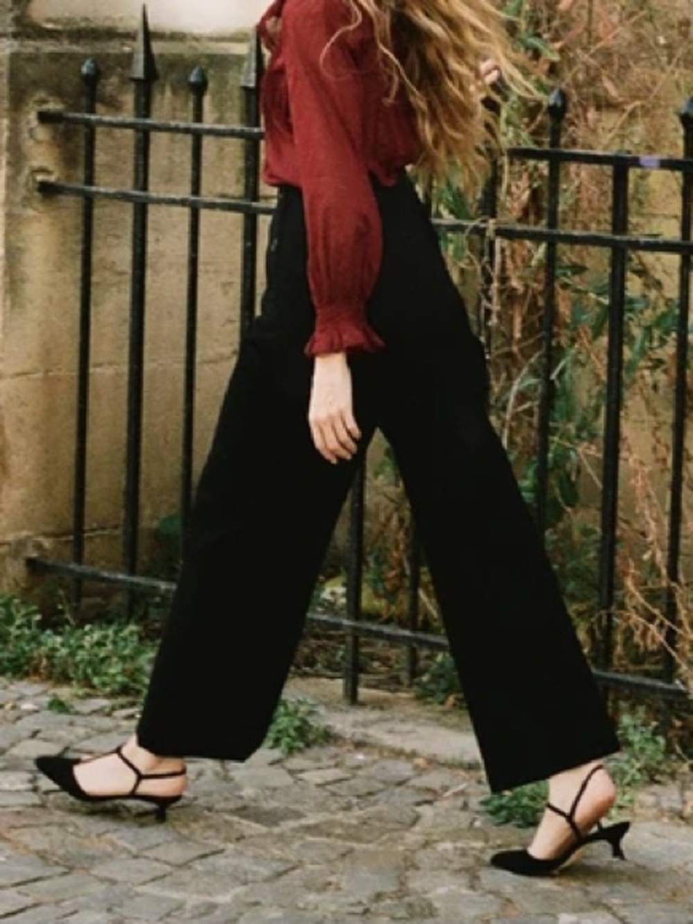 Dôen High-Waist Wool Blend Wide-Leg Black Pants Timeless Women's Trousers